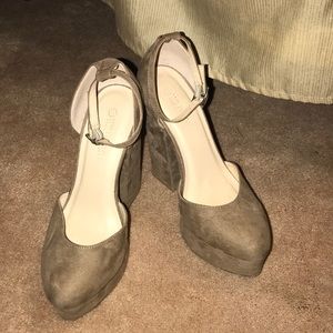 Taupe Block High Heels